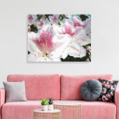 Canvas Sierkunst Roze Witte Azalea Bloemen Afdruk (Insitu (Woonkamer))