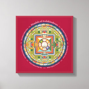CANVAS SQUARE - Mandala of Chenrezig (compassie) Afdruk