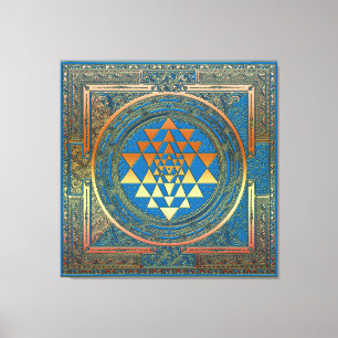 Canvas Sri Yantra Yoga Meditation India Symbool he Afdruk