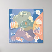 canvas stad blauw (Voorkant)