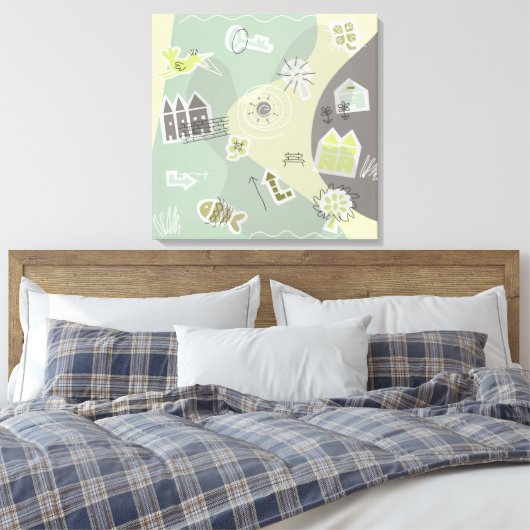 canvas stad grijstinten (Insitu (Slaapkamer))