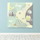 canvas stad grijstinten afdruk (Insitu (Houten vloer))