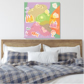 canvas stad huizen oranje afdruk (Insitu (Slaapkamer))