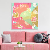 canvas stad roze afdruk (Insitu (Woonkamer))
