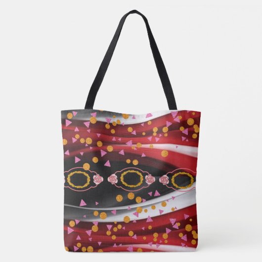 Canvas tas Abstract Rood Wit Zwart (Achterkant)