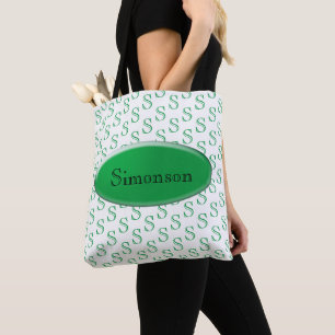 Canvas tas ( ao ) - Groene naamplaat en Initiaal