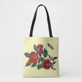Canvas tas (ao) - Hibiscus bloesems en hoofdsteden