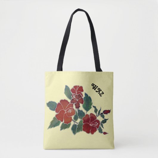 Canvas tas (ao) - Hibiscus bloesems en hoofdsteden (Voorkant)