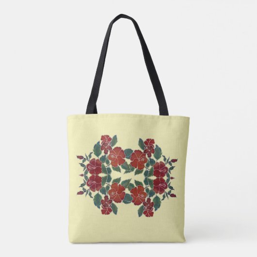 Canvas tas (ao) - Hibiscus bloesems en hoofdsteden (Achterkant)