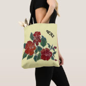 Canvas tas (ao) - Hibiscus bloesems en hoofdsteden (Dichtbij)
