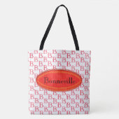 Canvas tas (ao) - Rode naamplaat en Initiaal (Voorkant)