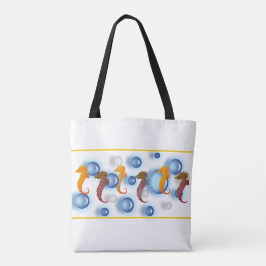 Canvas tas ( ao ) - Seapaarden onder bubbels (Achterkant)
