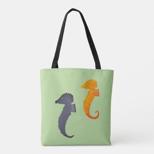 Canvas tas (ao) - Seapaarden op groene achtergrond (Achterkant)