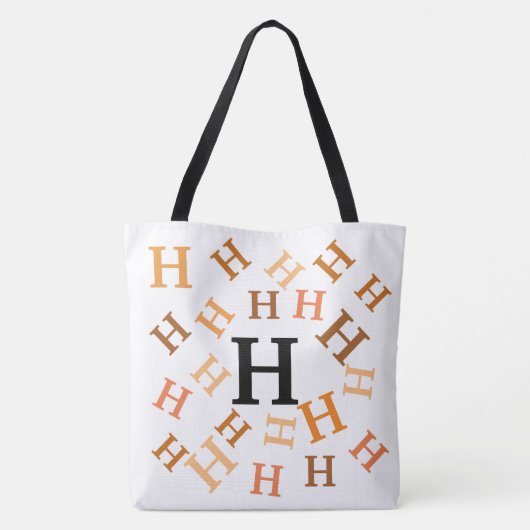 Canvas tas (ao) - Tumble Letters in Browns (Achterkant)