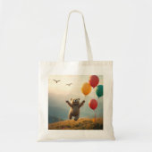 Canvas tas baby beer vliegen met ballonnen (Voorkant)