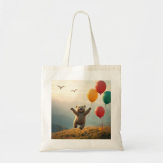 Canvas tas baby beer vliegen met ballonnen
