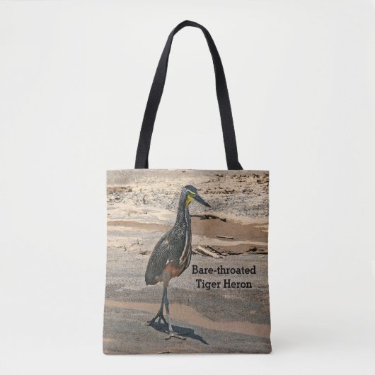 canvas tas, "BARE-THROATED TIGER HERON" SHOREBIRD Tote Bag (Voorkant)