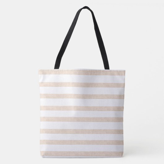 Canvas tas Beige & White Stripe (Voorkant)