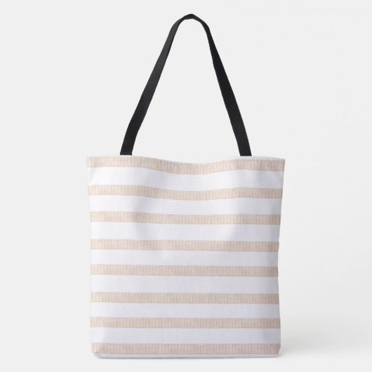 Canvas tas Beige & White Stripe (Achterkant)