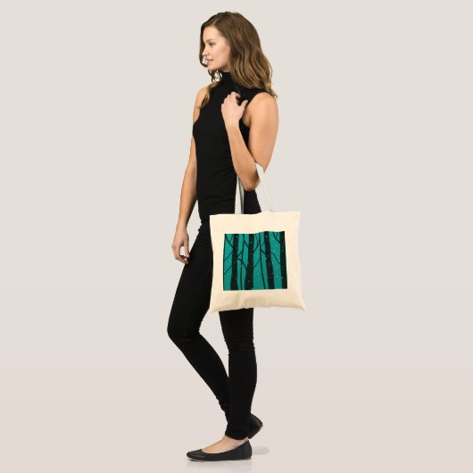 canvas tas Black Trees Blue (Voorkant (model))