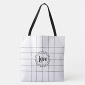 Canvas tas Black & White Lines Love (Voorkant)