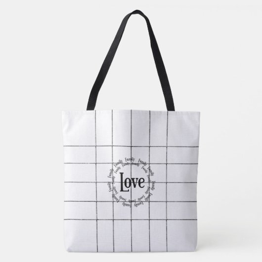 Canvas tas Black & White Lines Love (Voorkant)