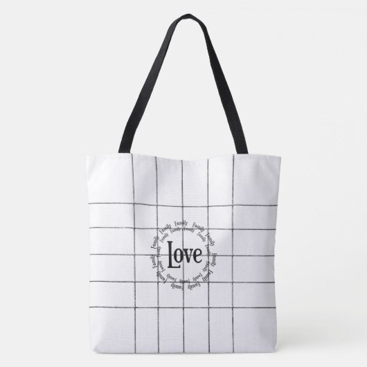 Canvas tas Black & White Lines Love (Achterkant)