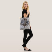 Canvas tas blauw-eigeenkat (Op model)