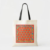  Canvas tas, Blauw en Oranje Patchwork Patroon Tote Bag (Voorkant)