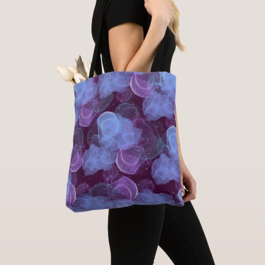 Canvas tas: blauw mistabstract ontwerp tote bag (Dichtbij)