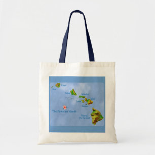 Canvas tas blauwe kaart op Hawaiiaans eiland