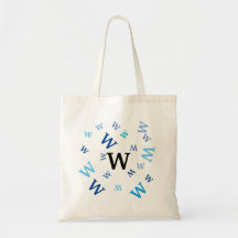 Canvas tas - blauwe letters