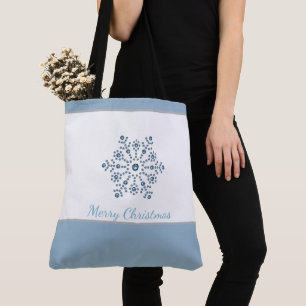 Canvas tas Blauwe Snowflake Kerst
