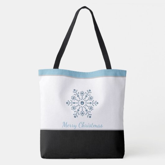 Canvas tas Blauwe Snowflake Kerst (Achterkant)