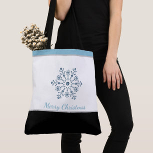 Canvas tas Blauwe Snowflake Kerst