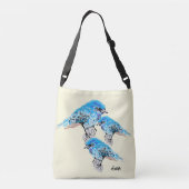 Canvas tas: Blauwe Vogels Crossbody Tas (Achterkant)