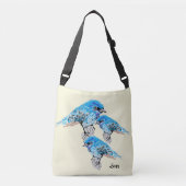 Canvas tas: Blauwe Vogels Crossbody Tas (Voorkant)