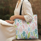 Canvas tas Blauwgroen en roze