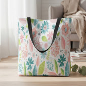 Canvas tas Blauwgroen en roze