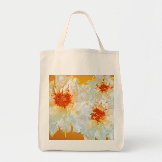 Canvas tas Bloemen Wit Sinaasappel kubist (Voorkant)