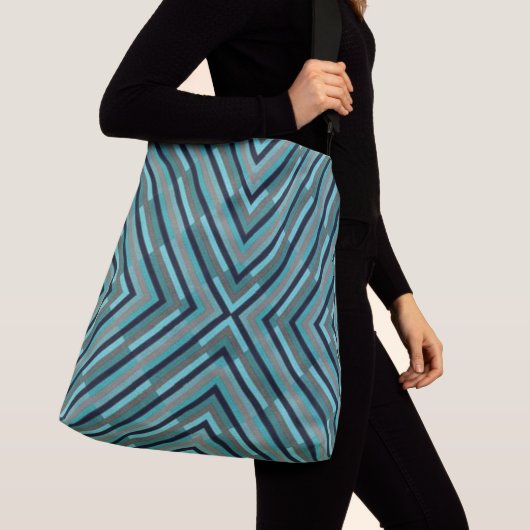 canvas tas "BLUE GRAY GEOMETRIC DIAGONAL" (Dichtbij)