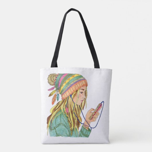 Canvas tas Boho Pet Girl (Achterkant)