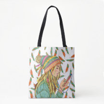 Canvas tas Boho Pet Meisje Veer