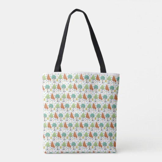 Canvas tas Bomen Bladeren Vogels (Achterkant)