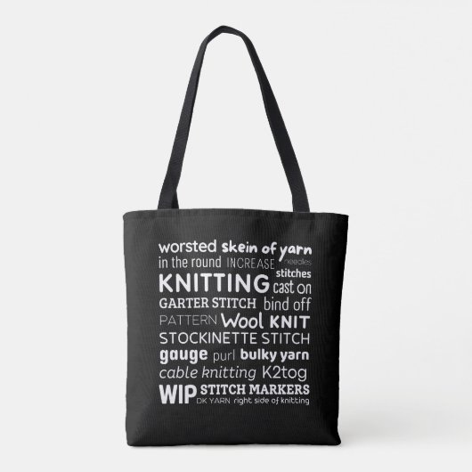 Canvas tas breien | Knitter's Word Collage (Achterkant)