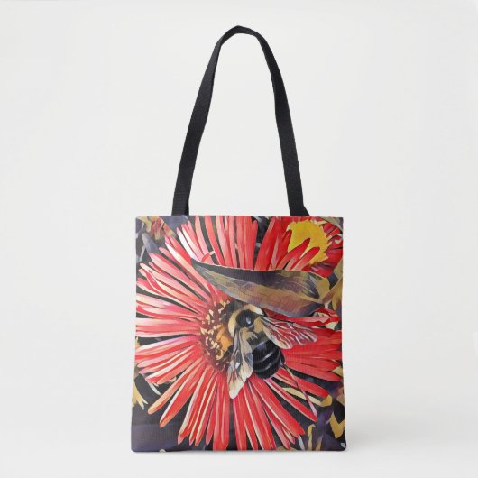 Canvas tas Bumblebee op Zinnia Flower (Voorkant)