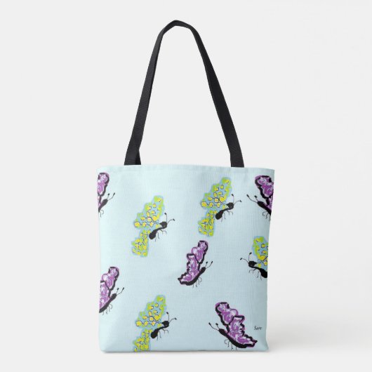Canvas tas Butterflies (Achterkant)