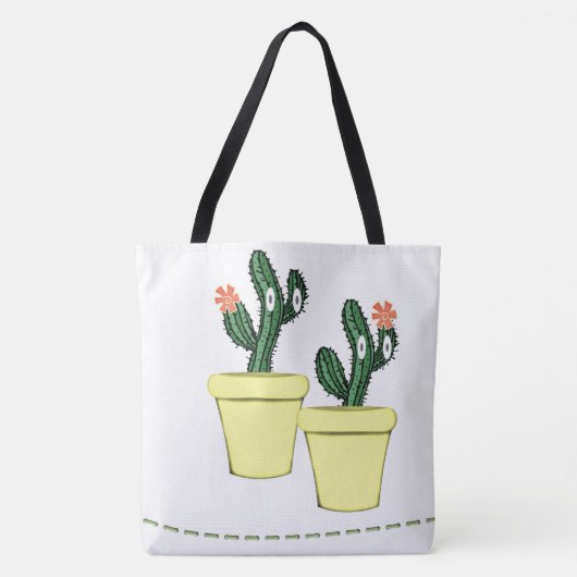 Canvas tas Cactus Yellow Pots Floral (Voorkant)