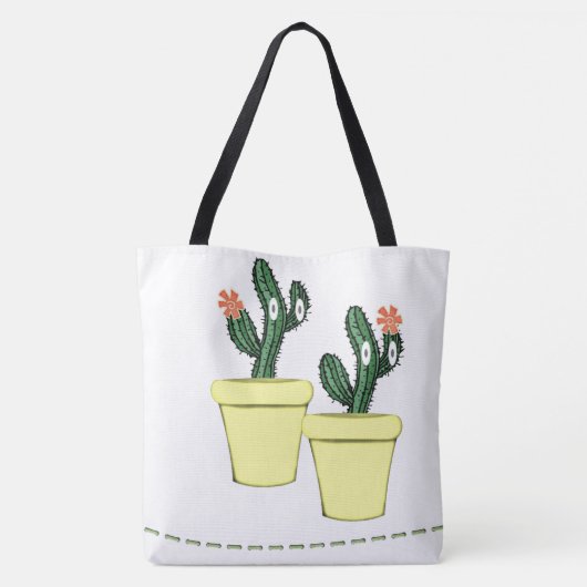 Canvas tas Cactus Yellow Pots Floral (Achterkant)
