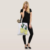 Canvas tas Cactus Yellow Pots Floral (Op model)